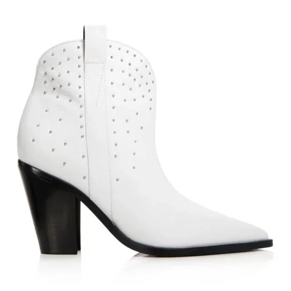 NWOB Sigerson Morrison Kalie Leather Studded Western Ankle Boots